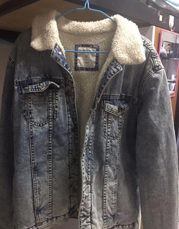 zara men's denim jacket with fur