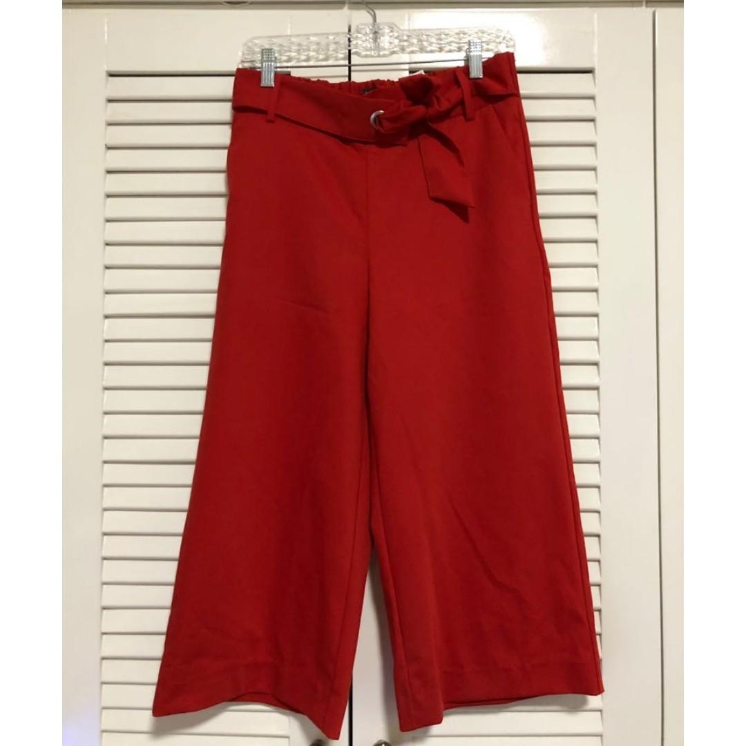 zara red culottes