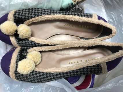 Jelly Beans flats 毛毛球 波波 千鳥格 平底鞋 OL 返工鞋64203803412097110