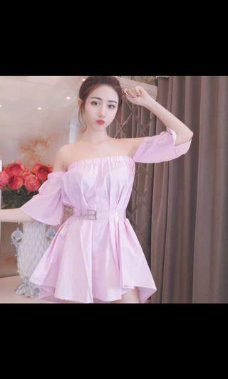 Pink off shoulder dress