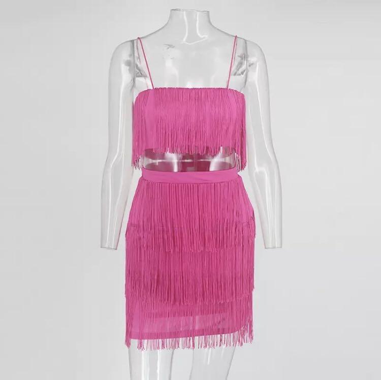 hot pink fringe dress