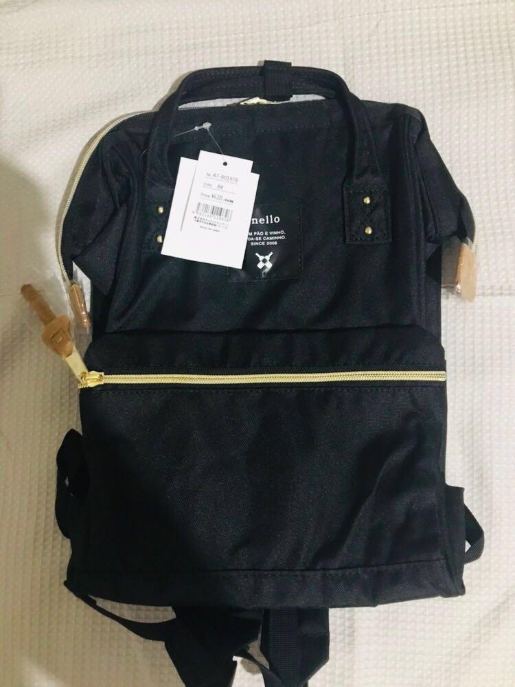 Authentic Anello Hinge Clasp Mini Backpack Black