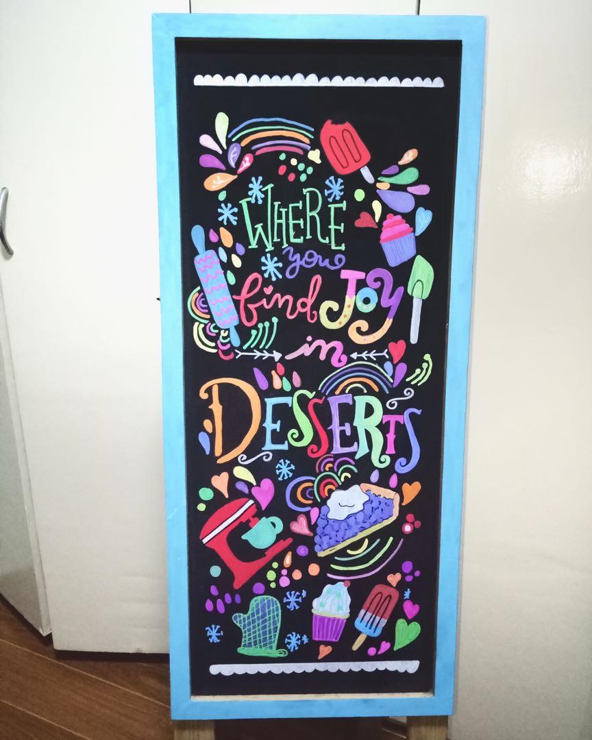 Chalkboard Art (Category: Art & Prints) located in Las Pinas. Submitted by gpau19 (Listing ID 236204859, Image 3). Description: I can customize your menus, welcome boards, etc. Please send me a message here or in Viber for inquiries. ☺️ Viber: 09174224563 Chalk art Mirror art Chalkboard Lettering.