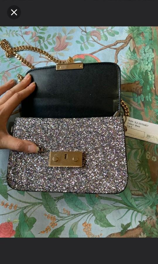 Charles and keith glitter sling bag sales