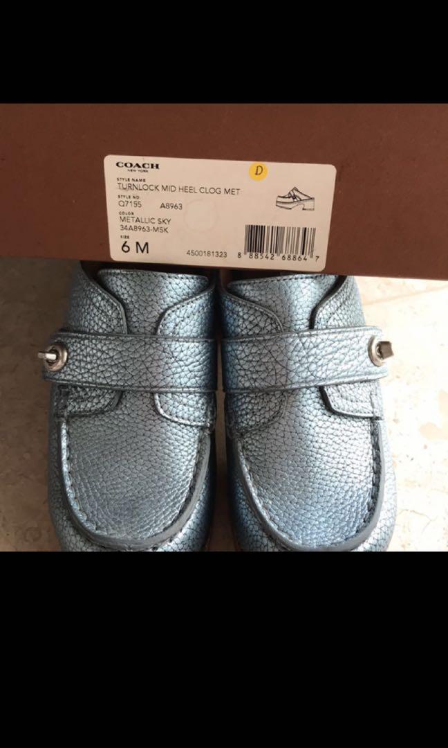 Coach turnlock mid heel clogs Women s Fashion Footwear Heels on