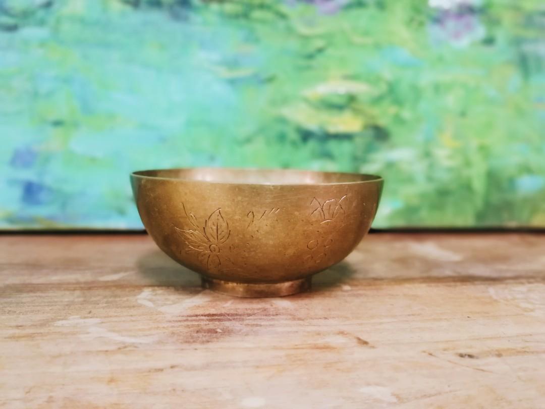 Dc154 Copper Singing Bowl With Engraved Scripture Vintage Collectibles Vintage Collectibles On Carousell