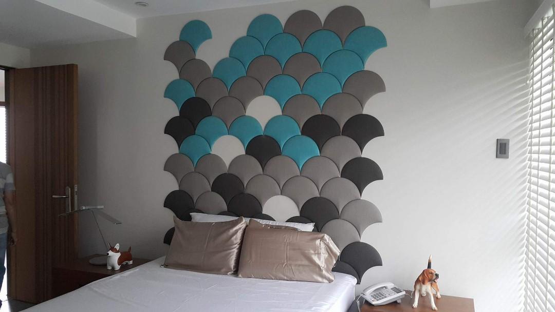 Decorative wall panels (Category: Wall Decor) located in Manila. Submitted by induljenceco (Listing ID 236190888, Image 3). Description: Best material and quality decorative wall panels Made from memory foam and imported faux leather Easy to install and clean Watterproof, recyclable Ideal for: wall / ceiling accent, child safety, headboard, acoustic for pin drop clarity.