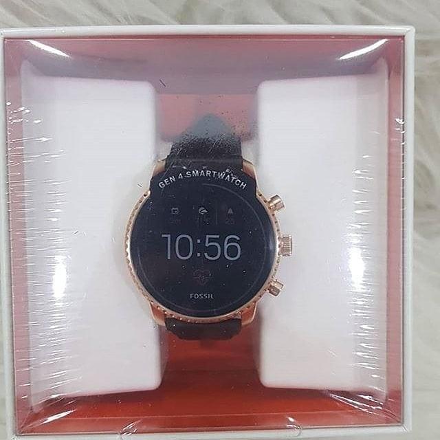Fossil Gen4 Smartwatch Explorist HR Black Leather sz 45MM FTW4017