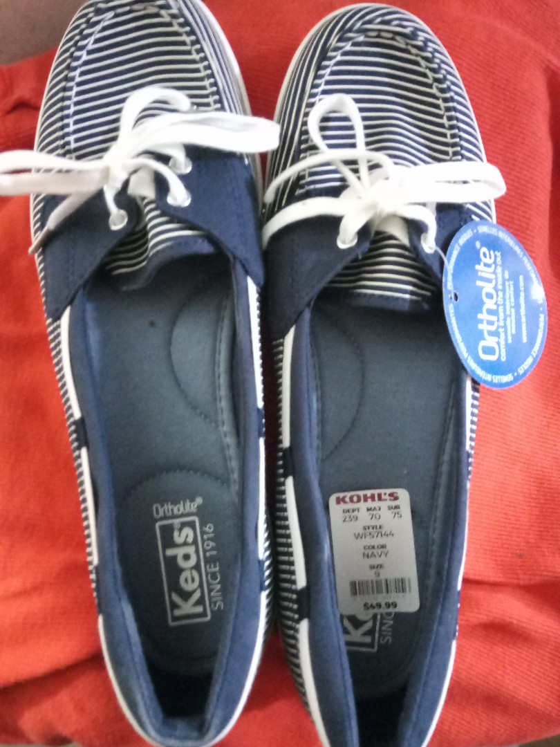 Keds women's stripes Navy Boat shoes 