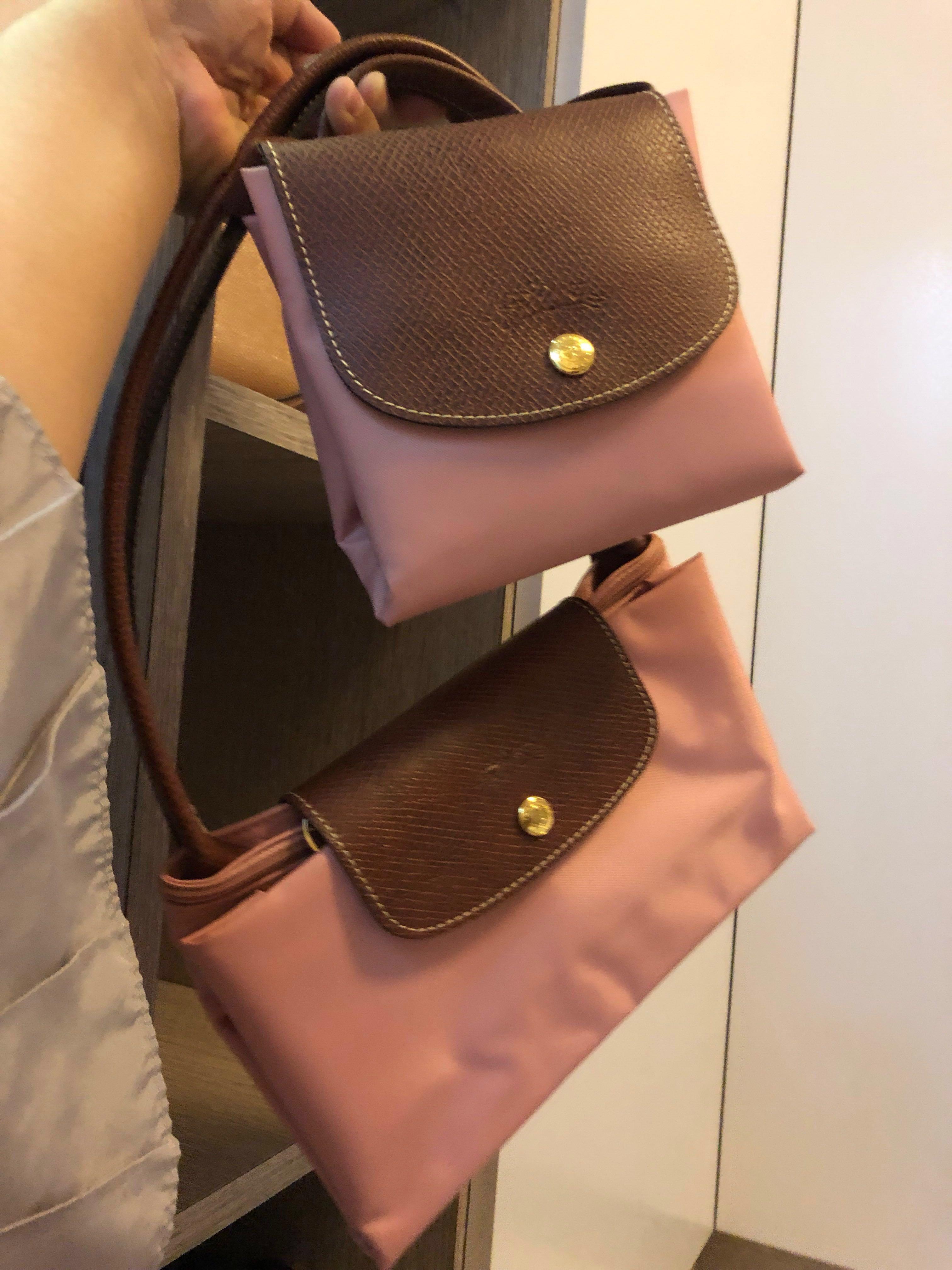 Longchamp Le Pliage Backpack And Large Long Handle Pinky Women S Fashion Bags Wallets Tote Bags On Carousell