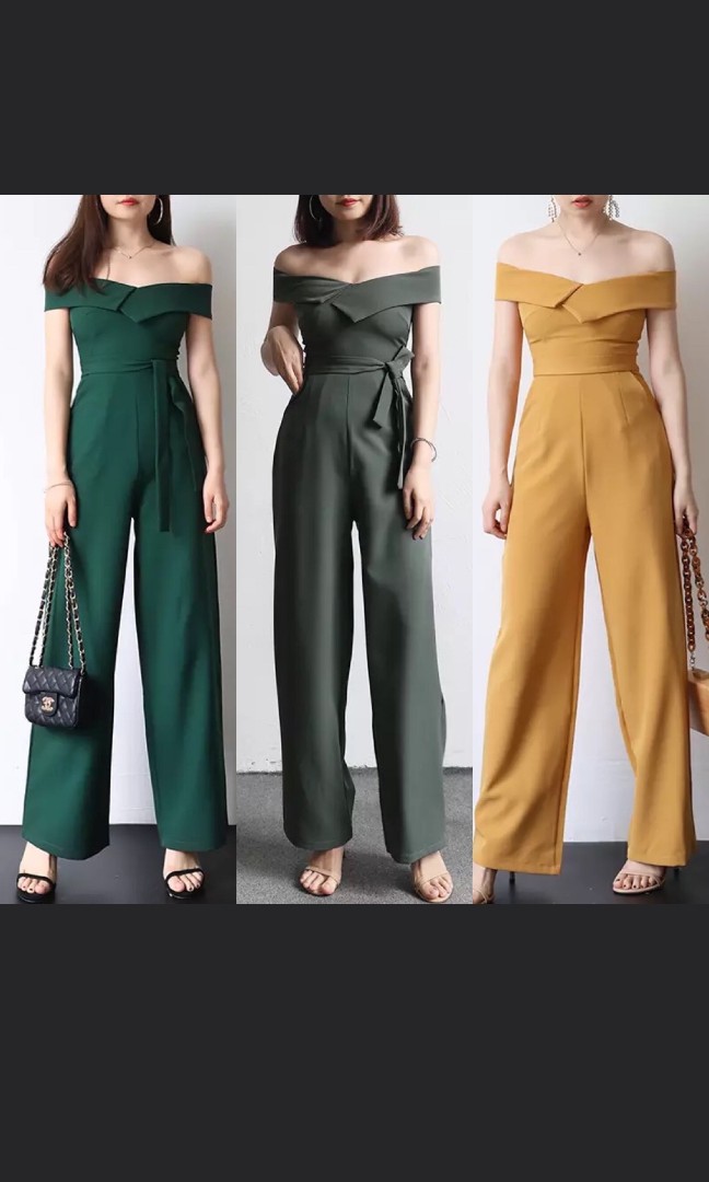Yellow off shoulder jumpsuit clearance
