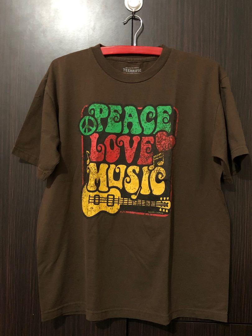 Peace Love Music T-shirt, Men's Fashion 