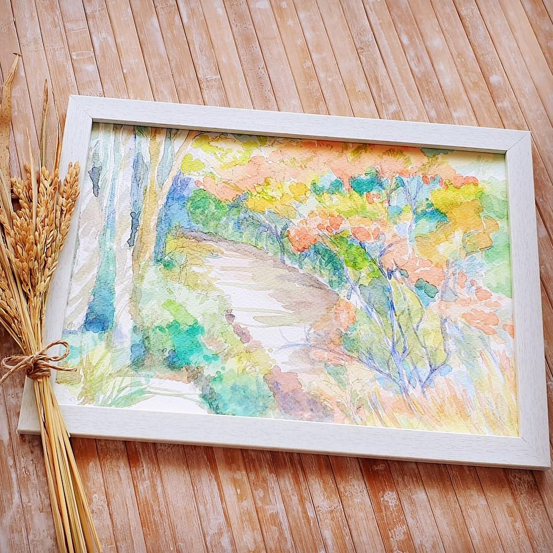 Photo Frame Wooden Frame Watercolour Painting Home Decor Flowers