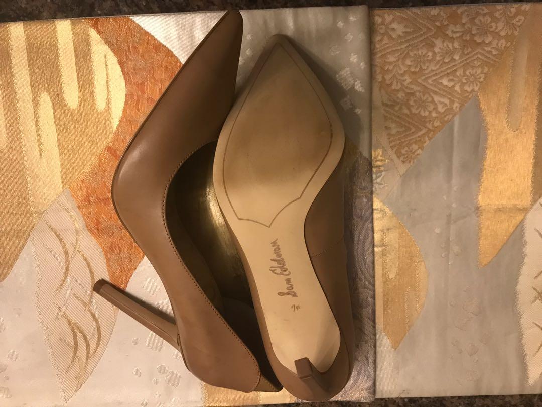 SALE Sam Edelman Margie Pointed Toe Pump Nude Leather
