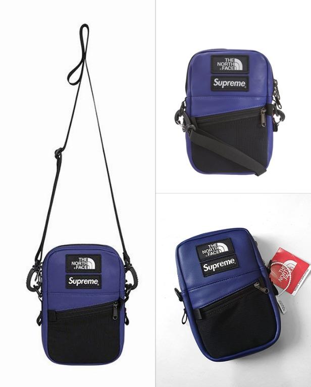 supreme x the north face leather shoulder bag