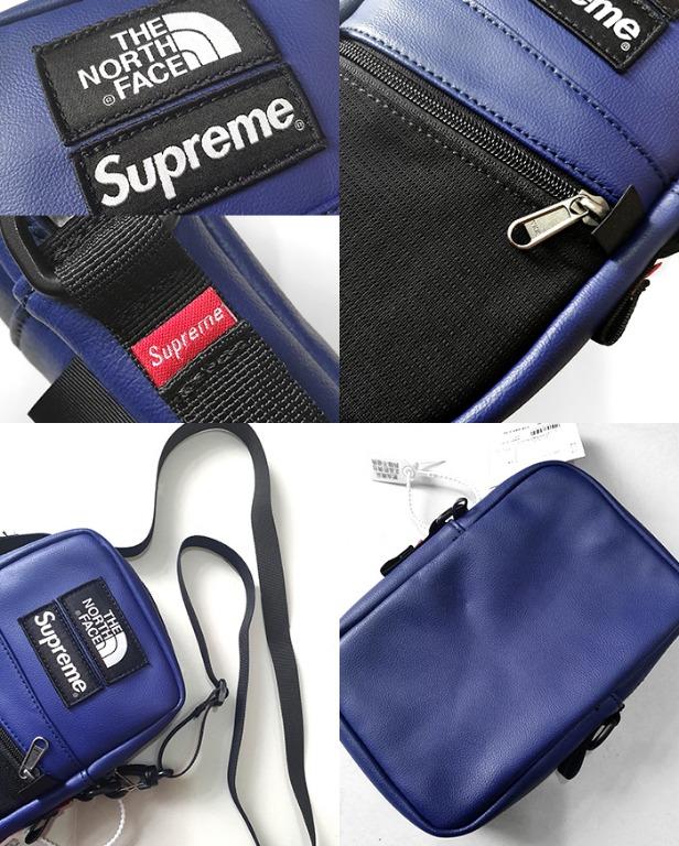 supreme x the north face leather shoulder bag