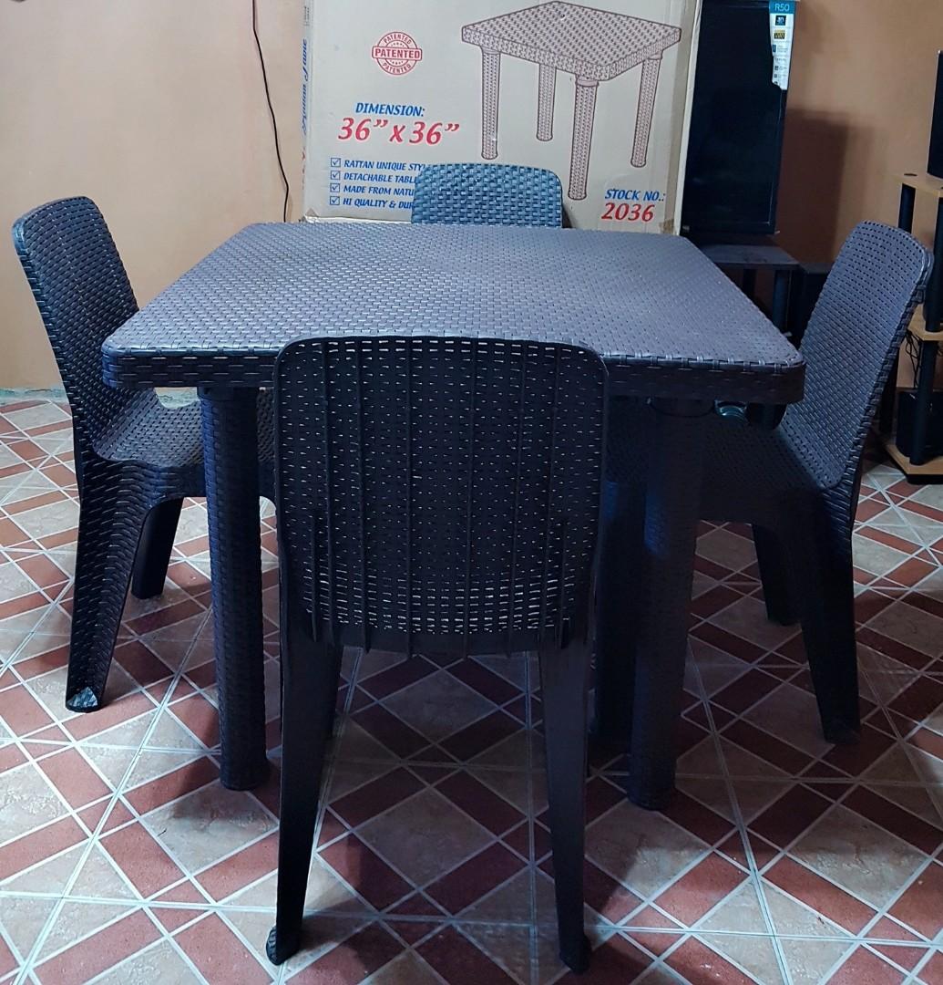 Used Plastic Rattan Table And Chairs Furniture Home Living Furniture Chairs On Carousell