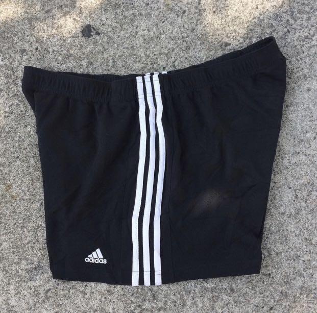 Adidas Essentials 3-Stripes Shorts (Above The Knee) (Category: Activewear) located in Pasig City. Submitted by njziii (Listing ID 236457782, Image 2). Description: Details are in pics Authentic-Used Length-16 Waist- 28-34 Dm is 🔑.
