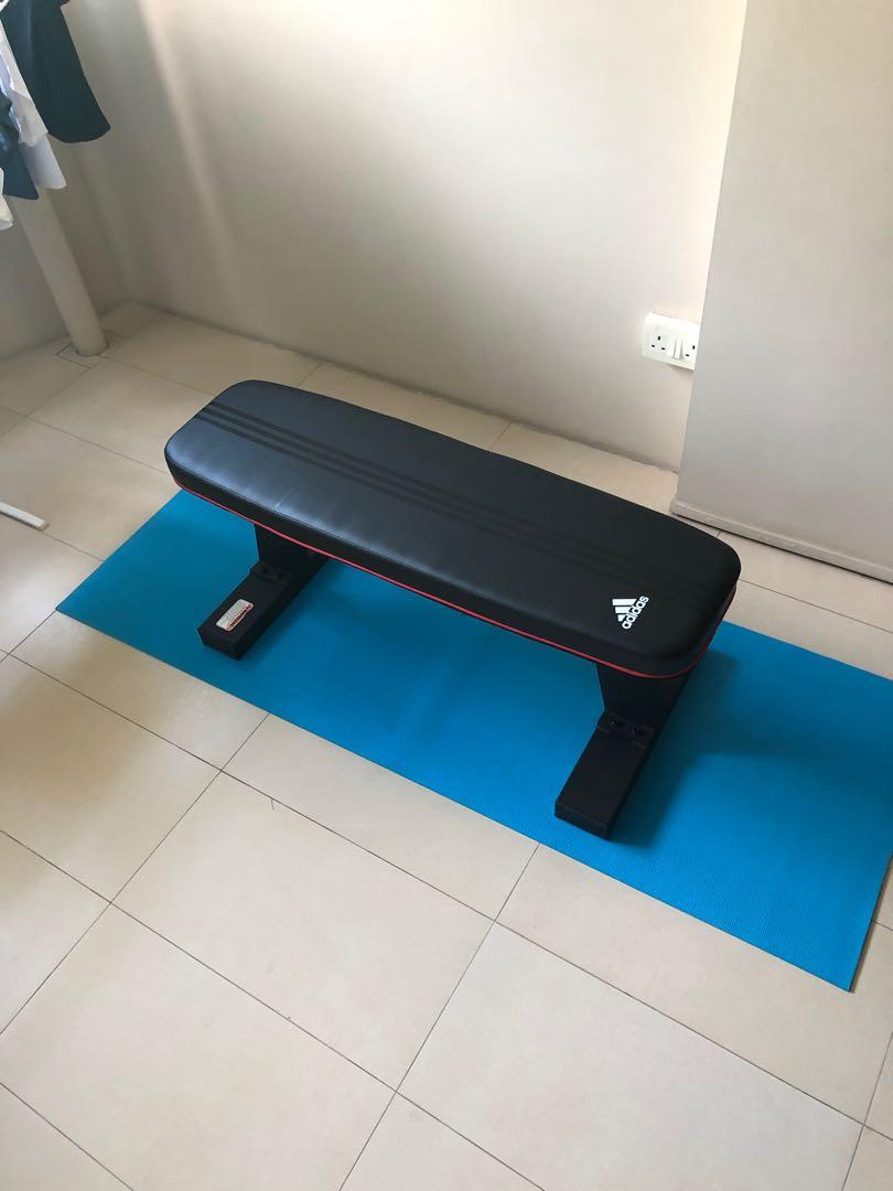 Adidas Flat + FREE Dumbell Set, Sports Exercise & Weights & Dumbbells on Carousell