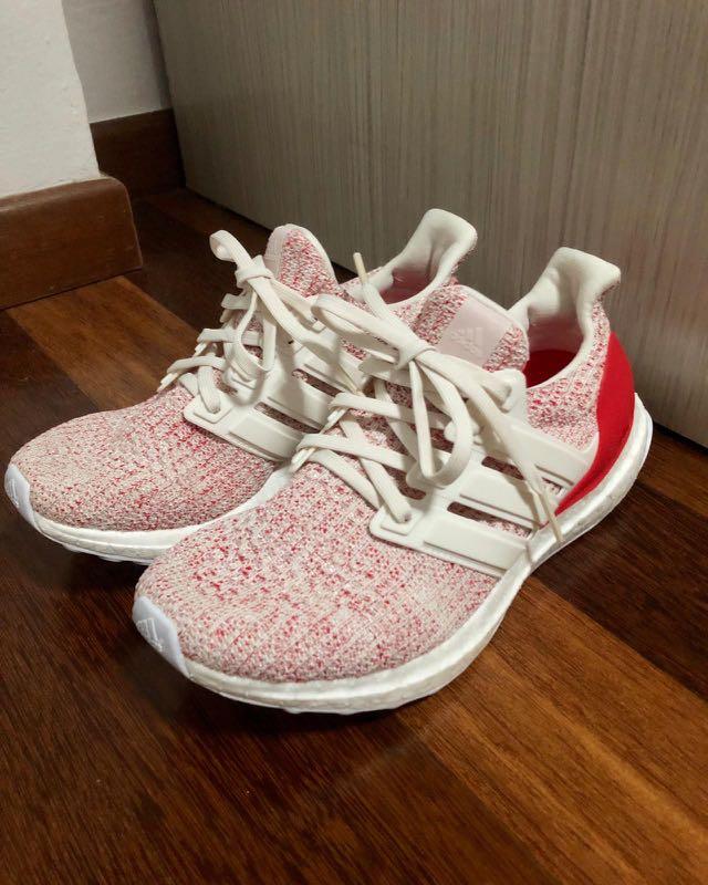 ultra boost white active red