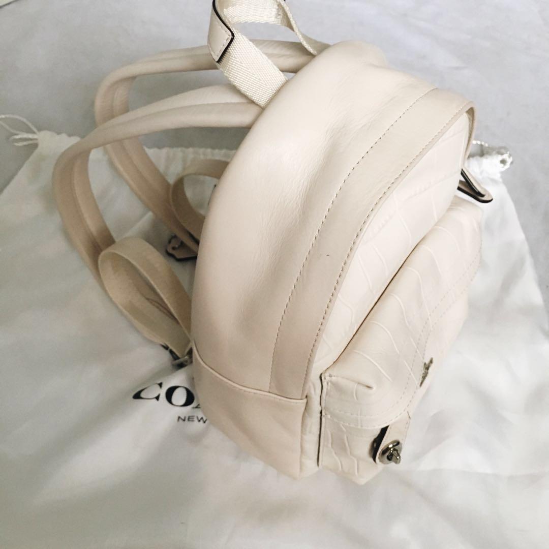 COACH Mini Campus Backpack In Croc Embossed Leather in White