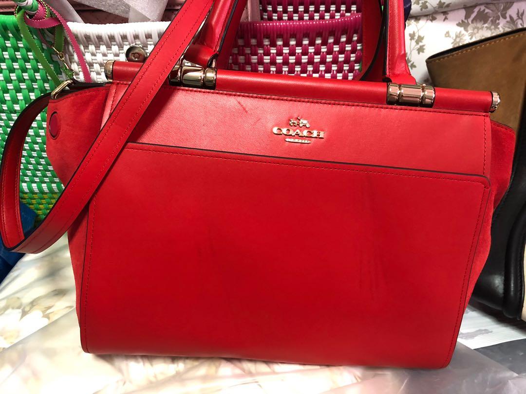 coach selena gomez red bag