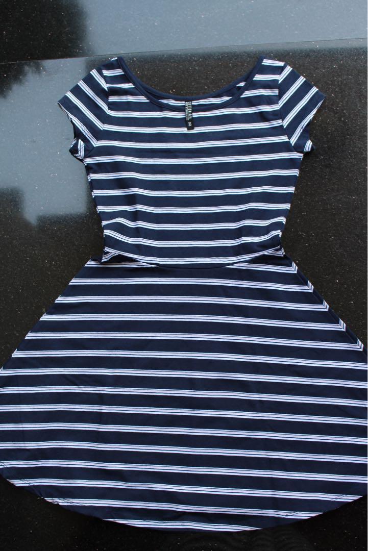 navy blue striped dress