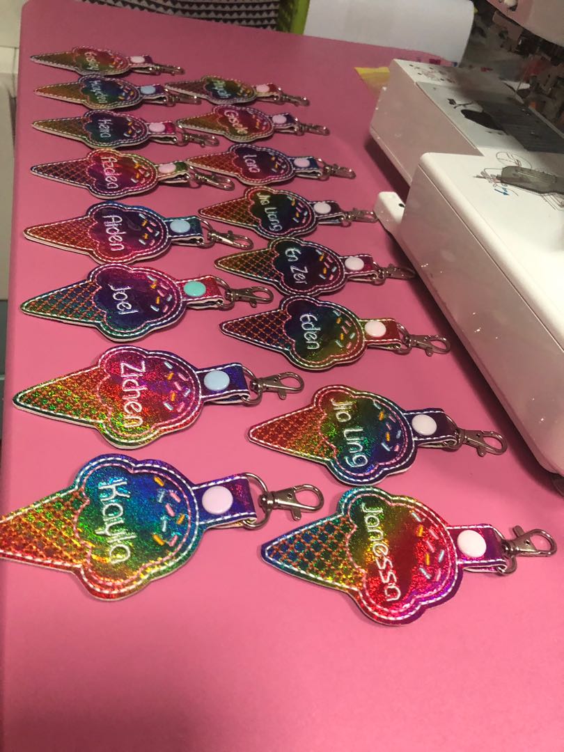 Custom Embroidered Names Ice Cream cone key fobs, Everything Else on