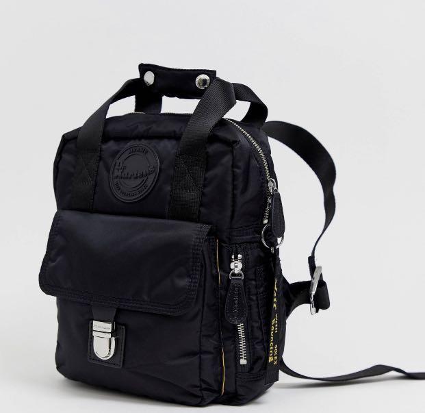 dr martens black flight tote backpack