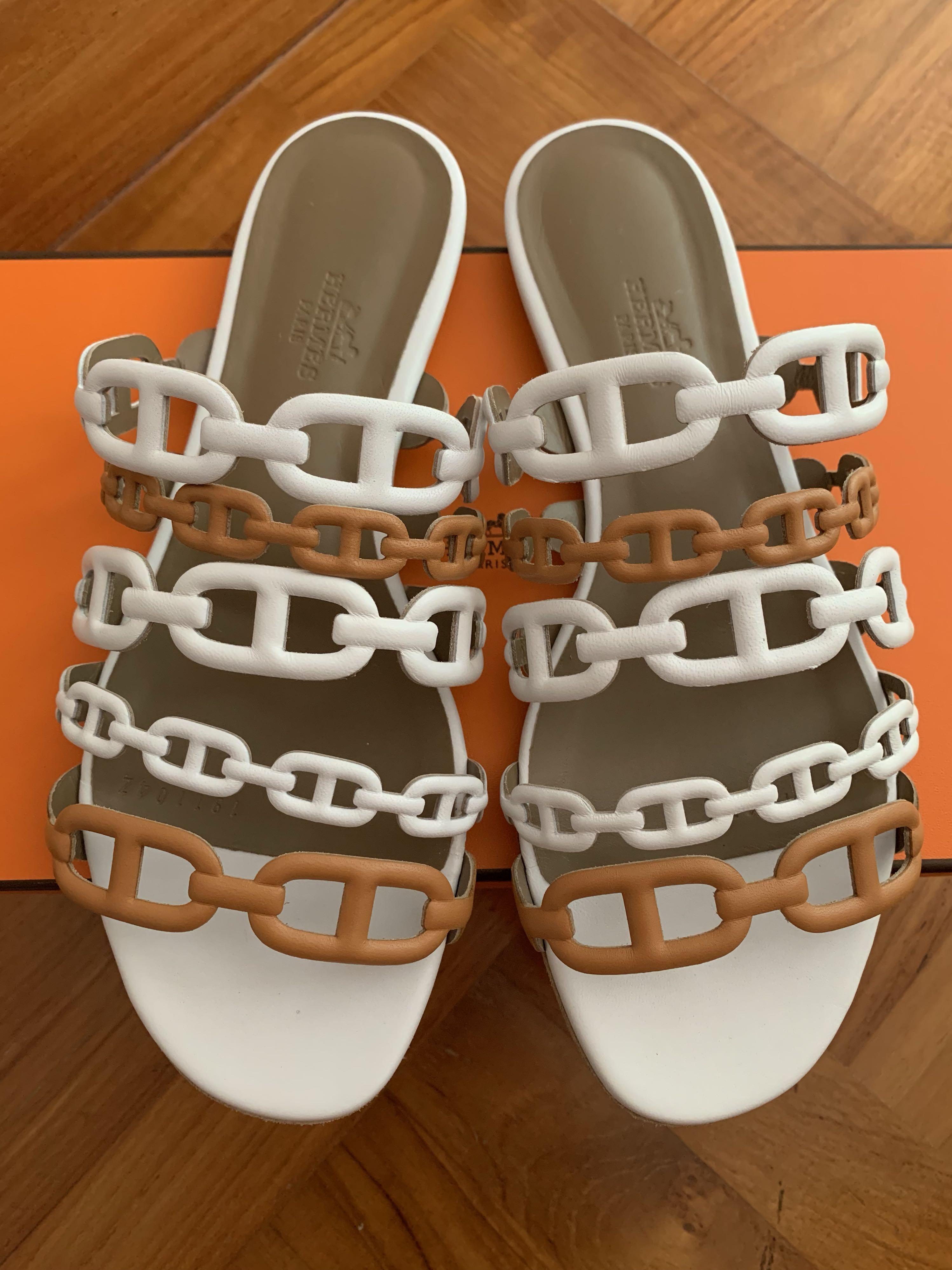 Hermes Orange/Pink Leather Extra Slide Flats Size 39 Hermes | TLC