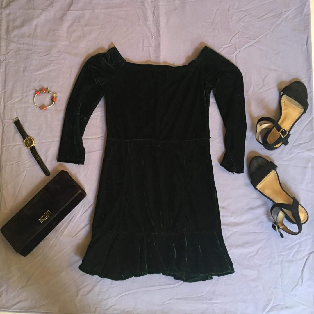 emerald green suede dress