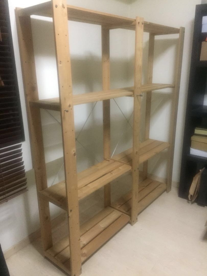Ikea Hejne Shelf Custom 2 3 Sections Solid Pine Wood Furniture Shelves Drawers On Carousell