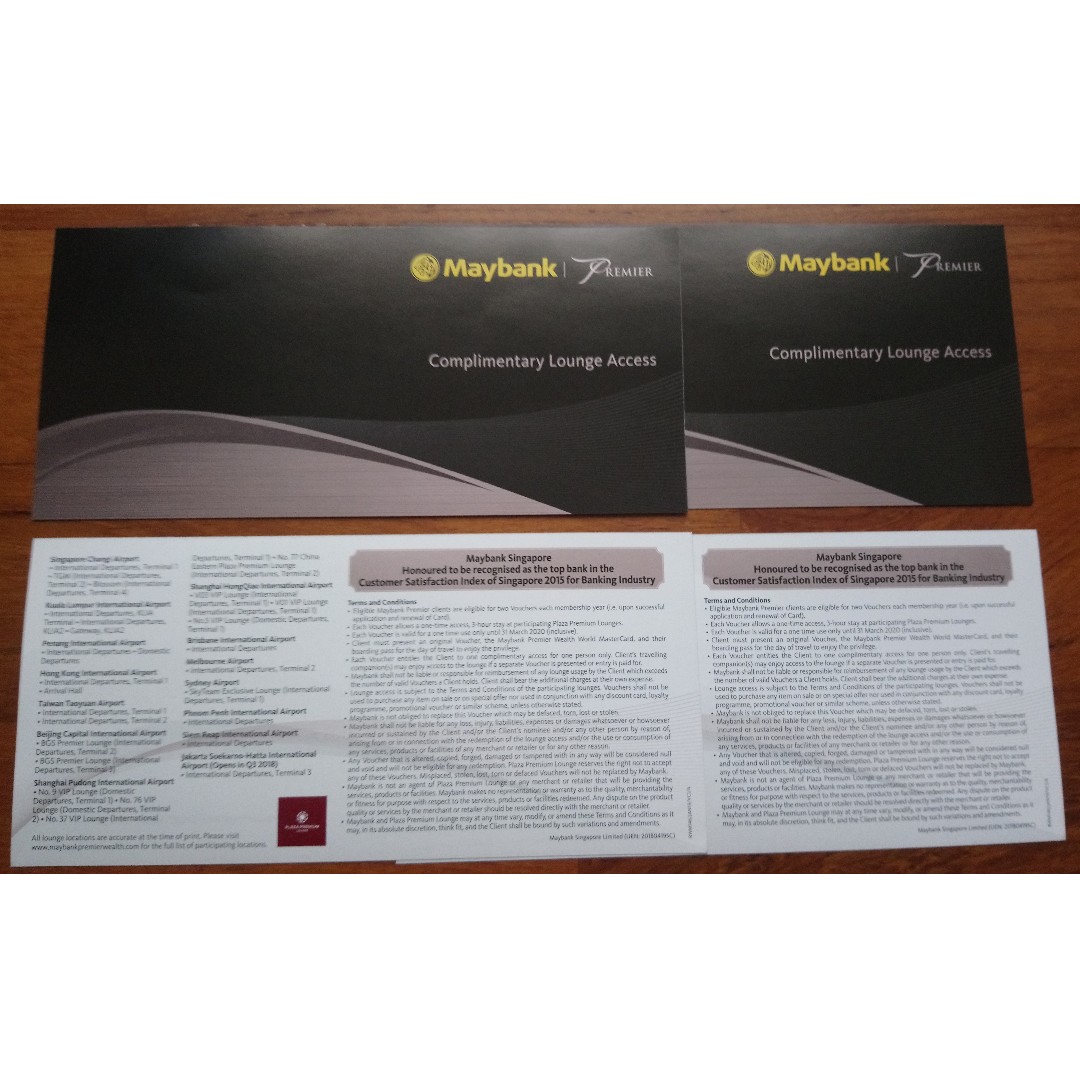 Maybank Premier Wealth World Mastercard Plaza Premium Lounge Access X 4 Entertainment Gift Cards Vouchers On Carousell