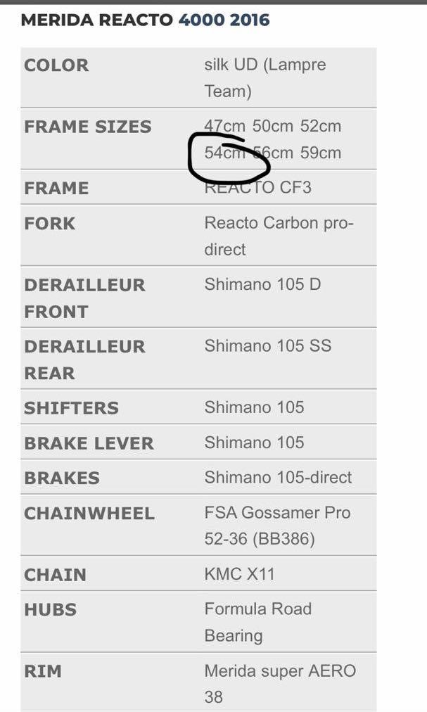 Merida reacto 4000 size chart deals