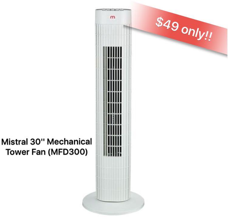 Mistral 30" Mechanical Tower Fan (MFD300), Furniture & Home Living