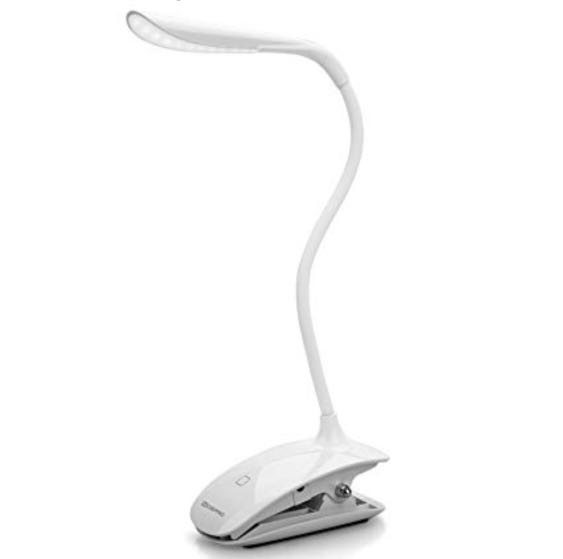 Mospro Clip Light Touch Sensitive Control 3 Brightness White Desk Lamps Music Stand Book Reading Bedside Lights with Flexible Neck Eye-protect Night Light and Rechargeable LED Lamps for E-Reader 
