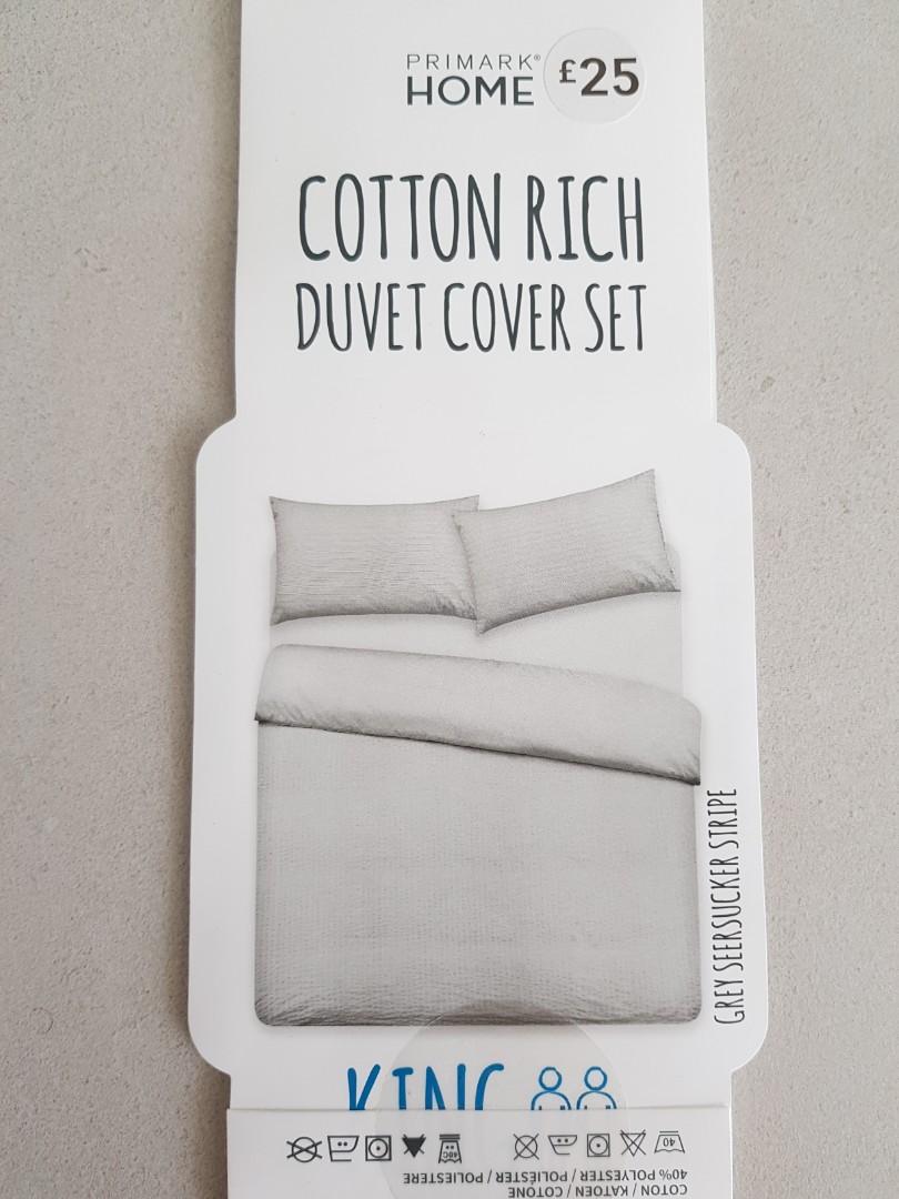 Primark King Duvet Cover Set In Grey Seersucker Stripe Everything