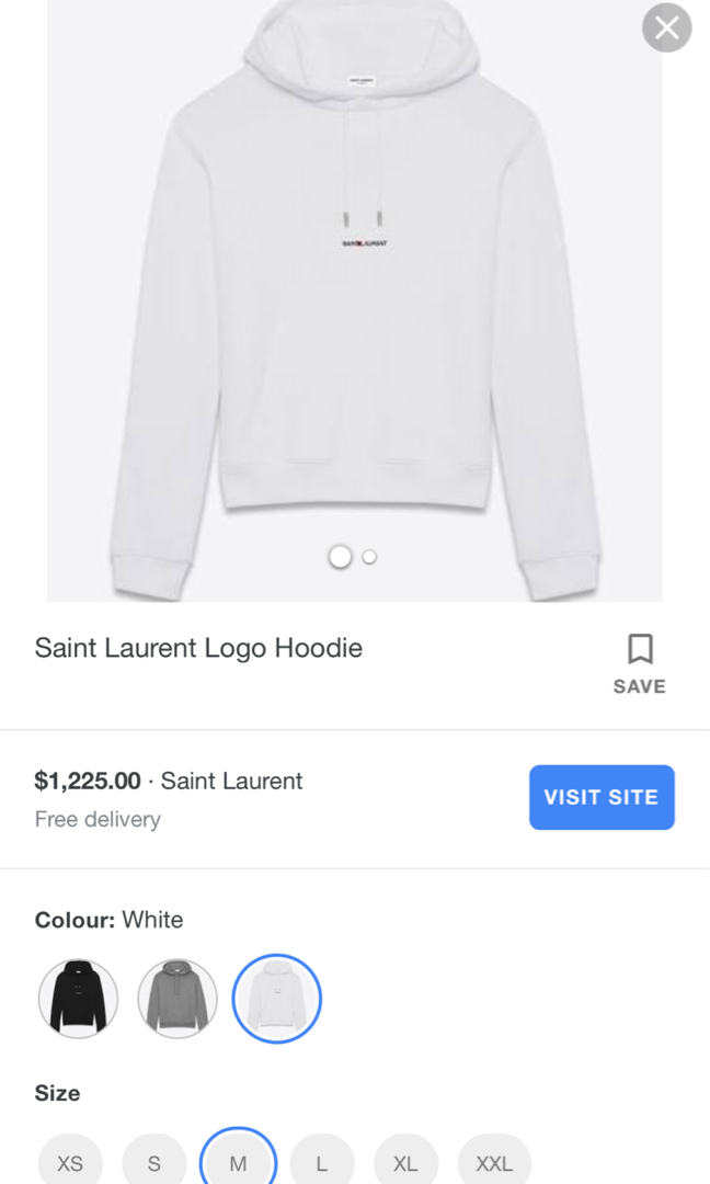 white saint laurent hoodie