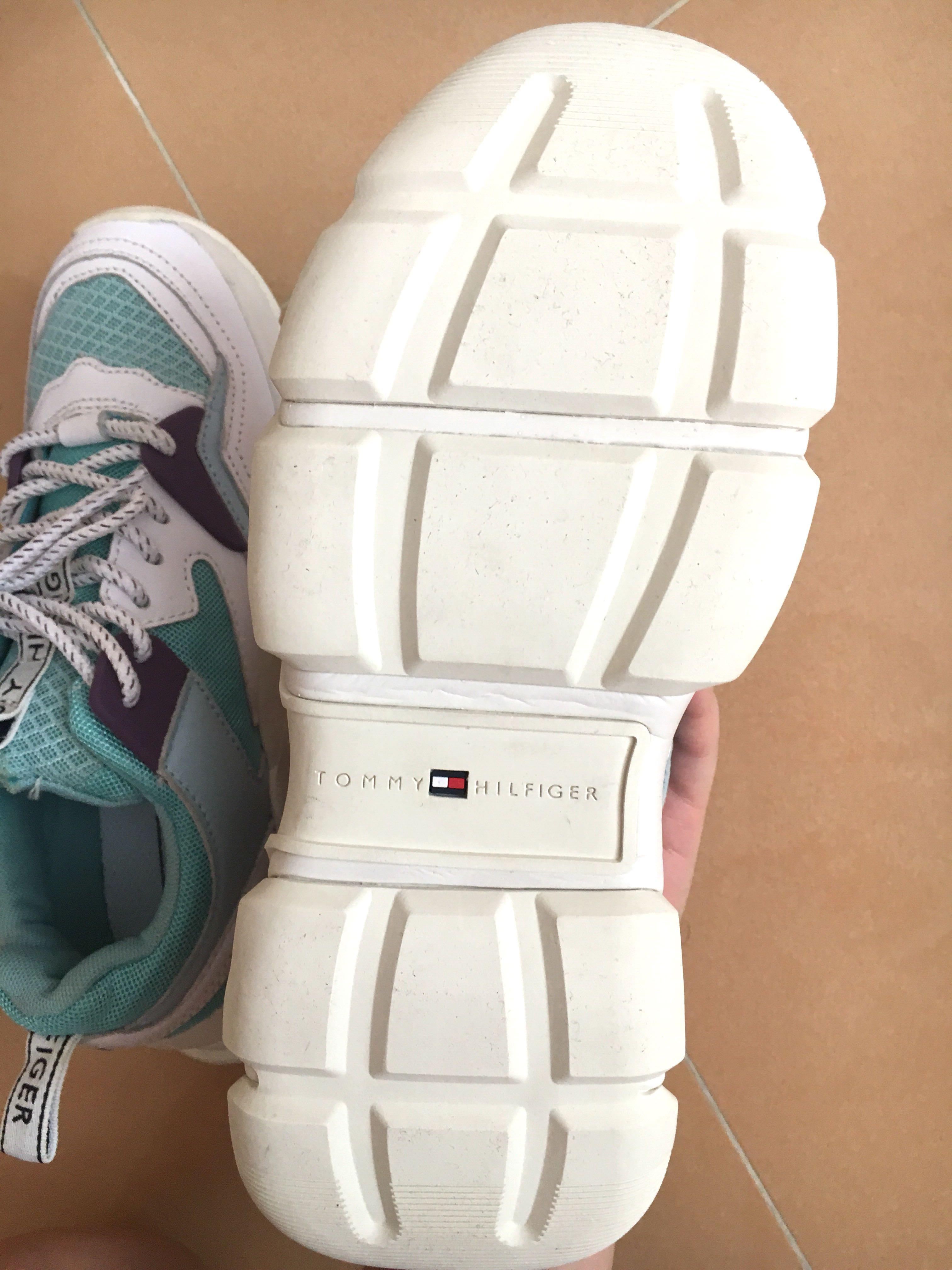 Tommy hilfiger chunky mixed textile trainer on sale