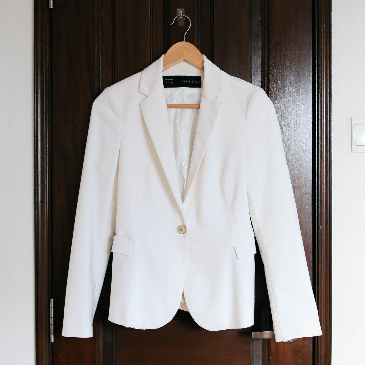 zara basic white blazer