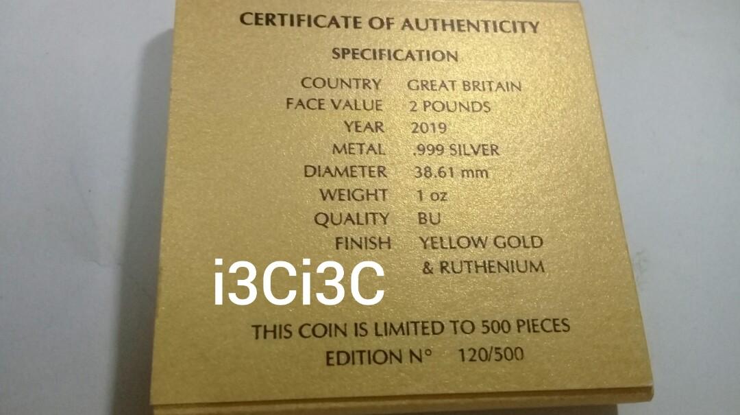 英國不列顛女神三金屬銀幣，英國銀幣，限量銀幣，銀幣，收藏錢幣，錢幣，紀念幣~英國不列顛女神三金屬銀幣（全球只有五百枚，鍍金鍍釕與銀，共三種貴金屬，盒證齊全） 照片瀏覽 4
