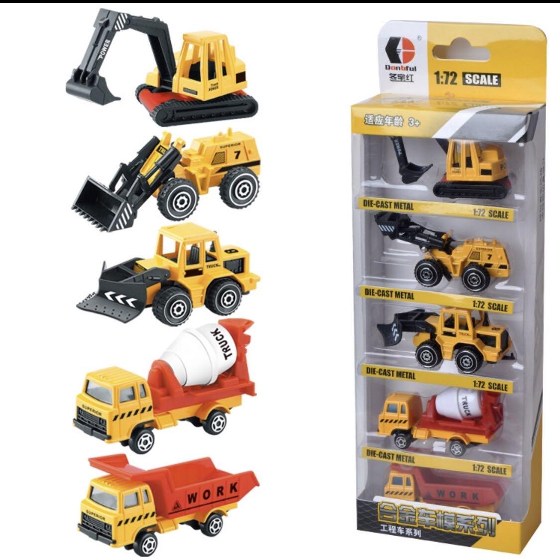 3pc Construction Trucks Cake Topper Excavator Crane Figurine