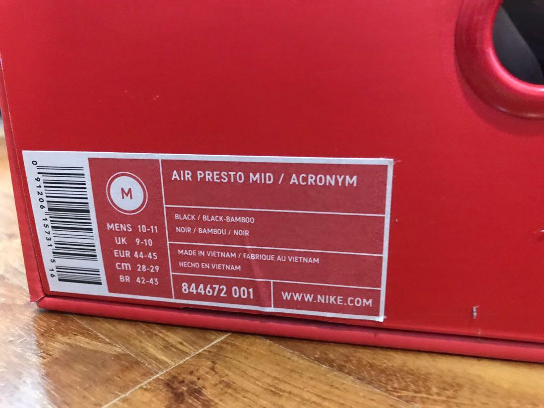 Acronym Nike Air Presto Bamboo Men s Fashion Footwear Sneakers
