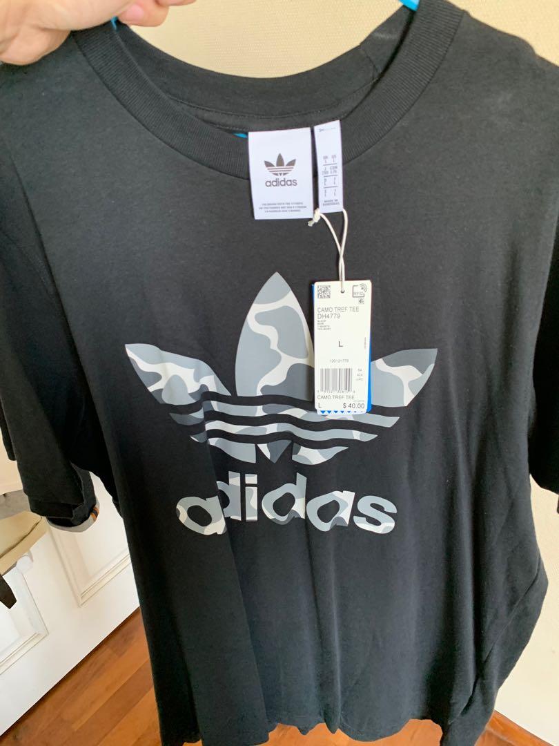 Adidas Originals Camo trefoil Tee in black size L, Women's Fashion,  Clothes, Tops on Carousell
