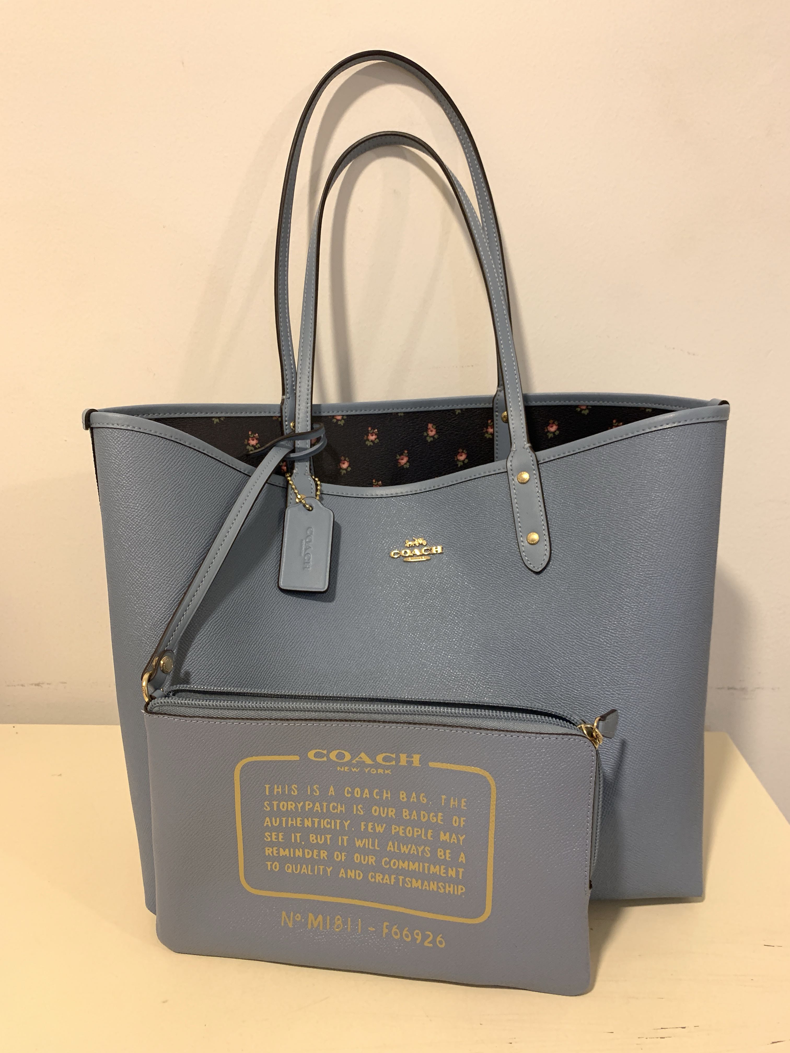 coach tote bag light blue