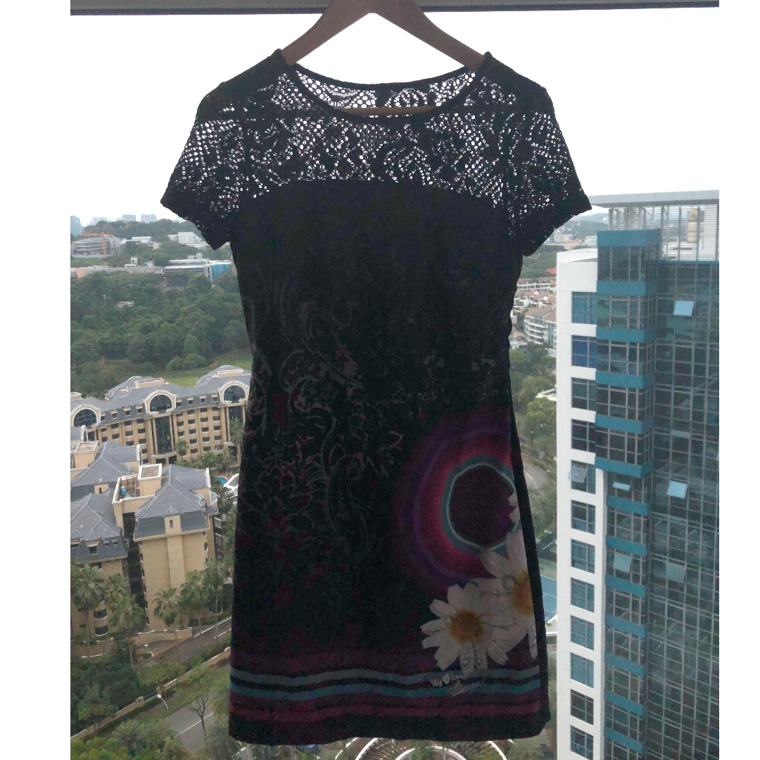 desigual black dress flower