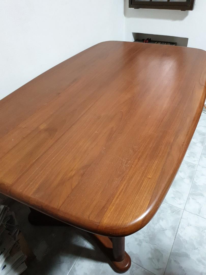 Dining Table (Category: Tables & Sets) located in Singapore. Submitted by yqzan90 (Listing ID 236494094, Image 3). Description: 🔥Used scanteak dining table for sale!🔥 Minor scratches on table itself. Still in good working condition. SOLID TEAK WOOD. Price nego but lowballers will not be entertained. SELF COLLECT at CCK ST 51 . Please arrange own transport. Ps: doesnt come with chairs..