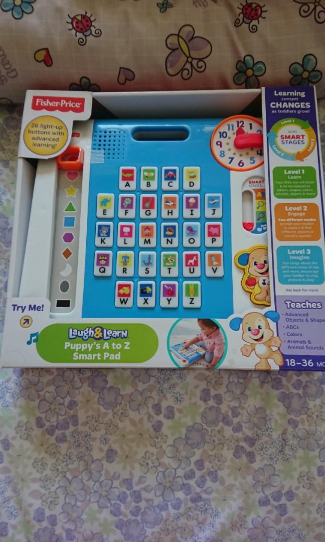 fisher price laugh and learn puppy's a to z smart pad