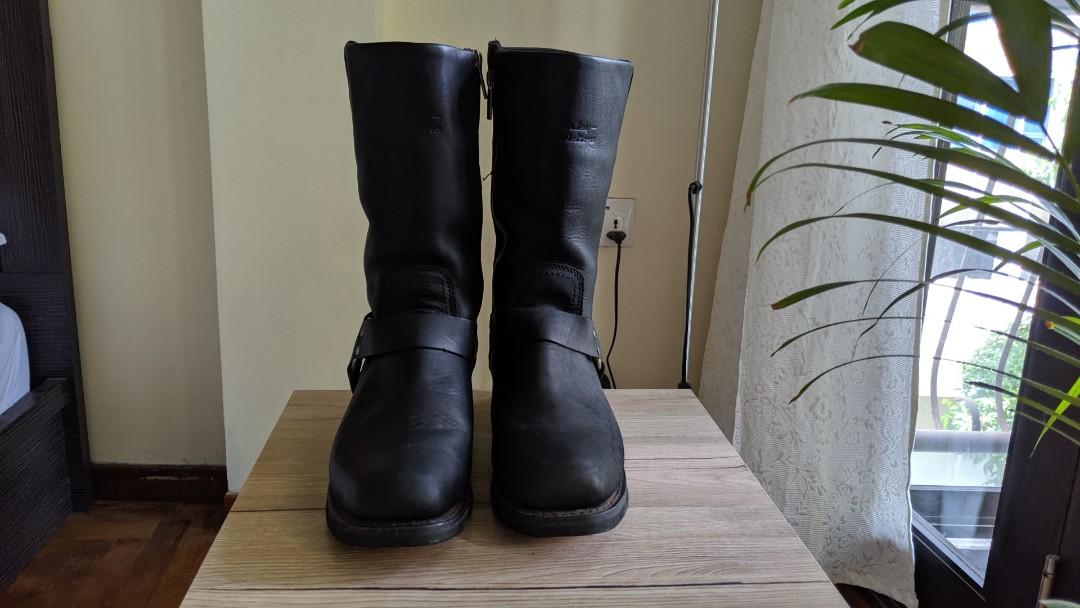 Harley-Davidson Stivali Uomo Hustin, Pelle Pieno Fiore, Impermeabili, Suola In Gomma, Altezza 27.9 Cm, Costruzione Goodyear