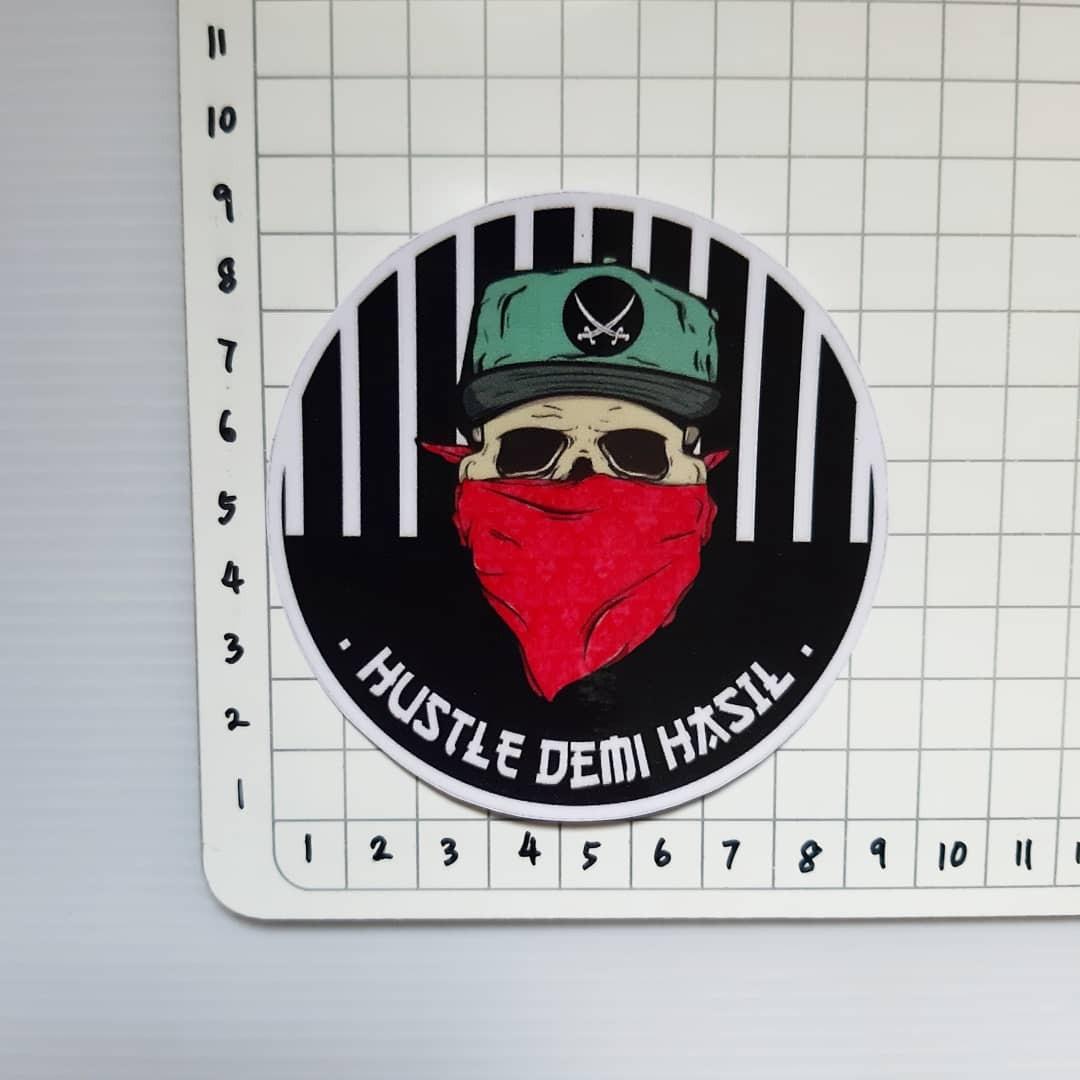 Hustle Demi Hasil Skull Design Vinyl Sticker Motorcycles Motorcycle Accessories On Carousell